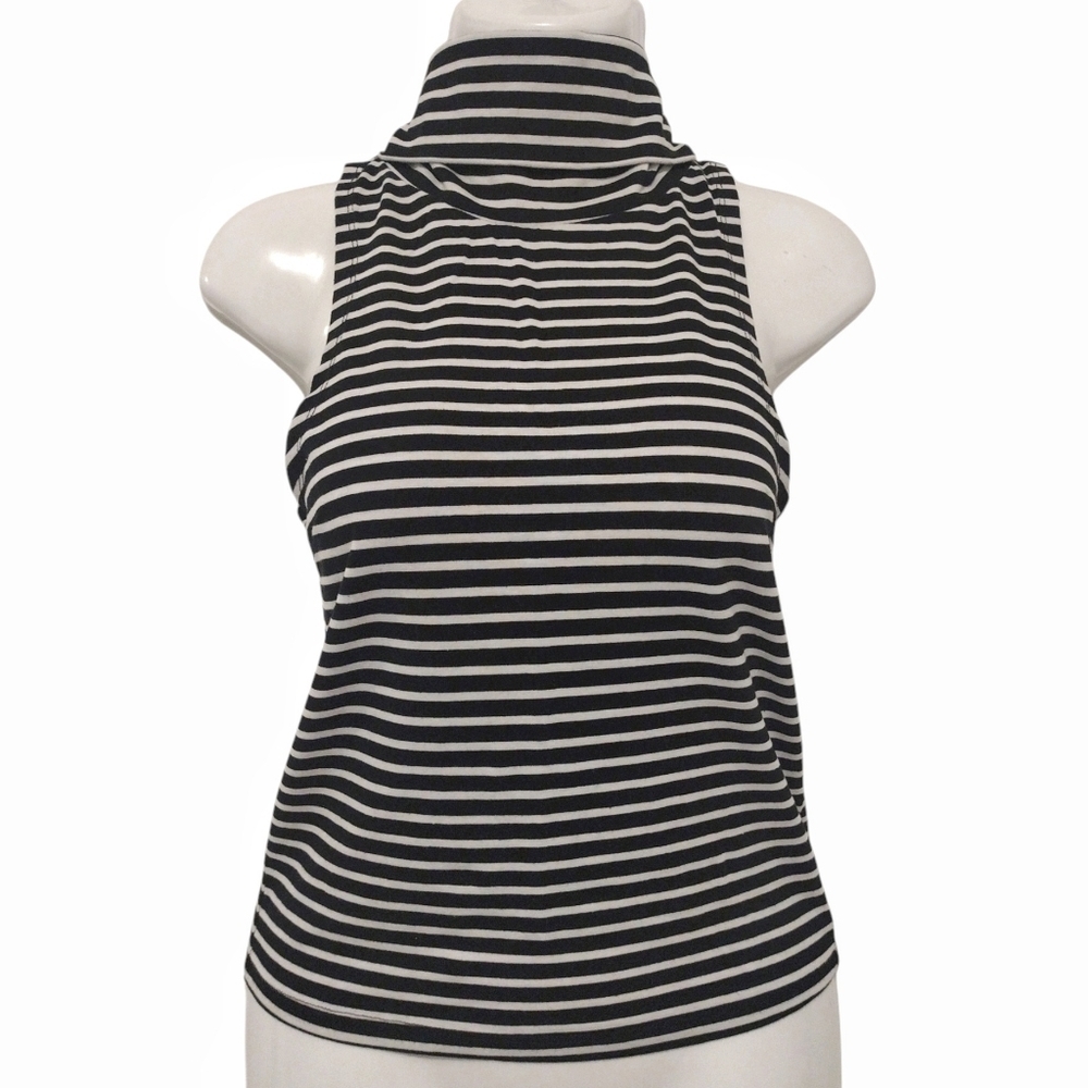 Factorie - Striped Sleeveless Turtleneck Top